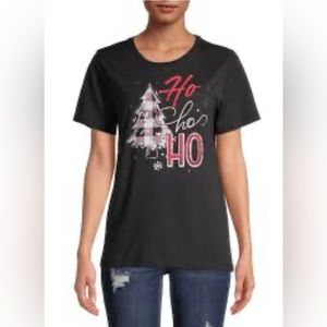 Holiday Time HoHoHo black Christmas short sleeve shirt